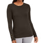 JM Collection Women's Button-Cuff Crewneck Sweater Brown Size XX-Large