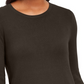 JM Collection Women's Button-Cuff Crewneck Sweater Brown Size XX-Large
