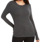 JM Collection Women's Button-Cuff Crewneck Sweater Dark Gray Size Large