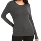 JM Collection Women's Sweater Charcoal Heather Button Cuff Grey Size X-Large