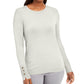 JM Collection Women's Button-Cuff Crewneck Sweater White Size Small