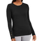 JM Collection Women's Button Cuff Crewneck Sweater Black Size Petite Large