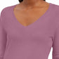 JM Collection Women's Embellished Sleeve V Neck Sweater Pink Size X-Large