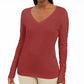 JM Collection Women's Embellished-Sleeve V-Neck Sweater Red Size X-Large