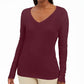 JM Collection Women's Embellished Sleeve V Neck Sweater Red Size X-Large