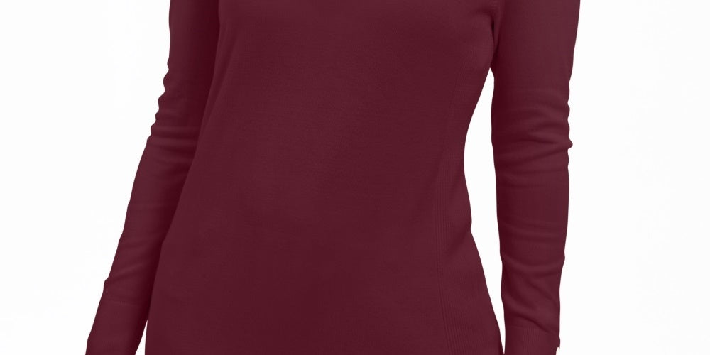 JM Collection Women's Embellished Sleeve V Neck Sweater Red Size X-Large