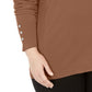 JM Collection Women's Solid Long Sleeve Scoop Neck T-Shirt Top Brown Size 1X