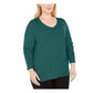 JM Collection Women's Green Solid Long Sleeve Scoop Neck T-Shirt Top Green Size 3X