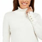 JM Collection Women's Stud Sleeve Pullover Turtleneck Sweater White Size XX-Large