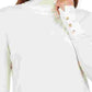 JM Collection Women's Stud Sleeve Pullover Turtleneck Sweater White Size Large