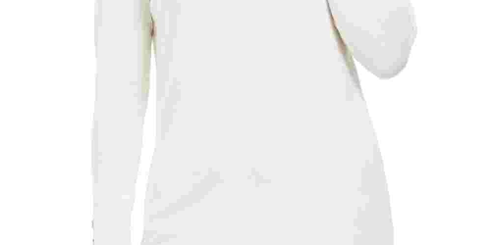 JM Collection Women's Stud Sleeve Pullover Turtleneck Sweater White Size Large