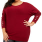 JM Collection Women's Plus Dolman Sweater Red Size 2X