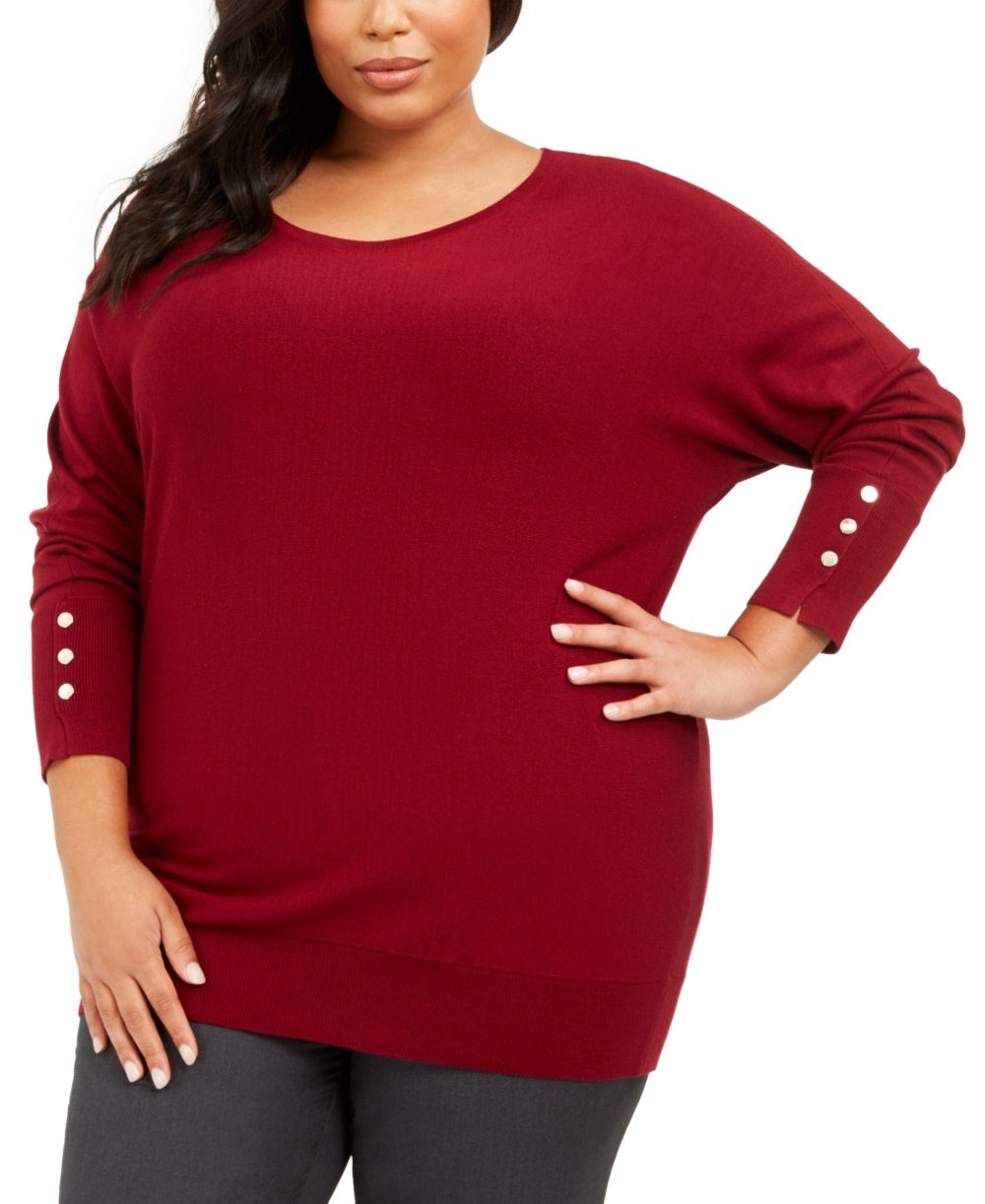 JM Collection Women's Plus Dolman Sweater Red Size 2X