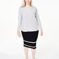 Charter Club Women's Plus Cashmere Shirttail Sweater  Silver Size 1X