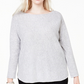 Charter Club Women's Plus Cashmere Shirttail Sweater  Silver Size 1X