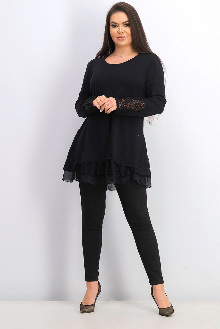 Style & Co Women's Layered-Look Tunic Black Size Small