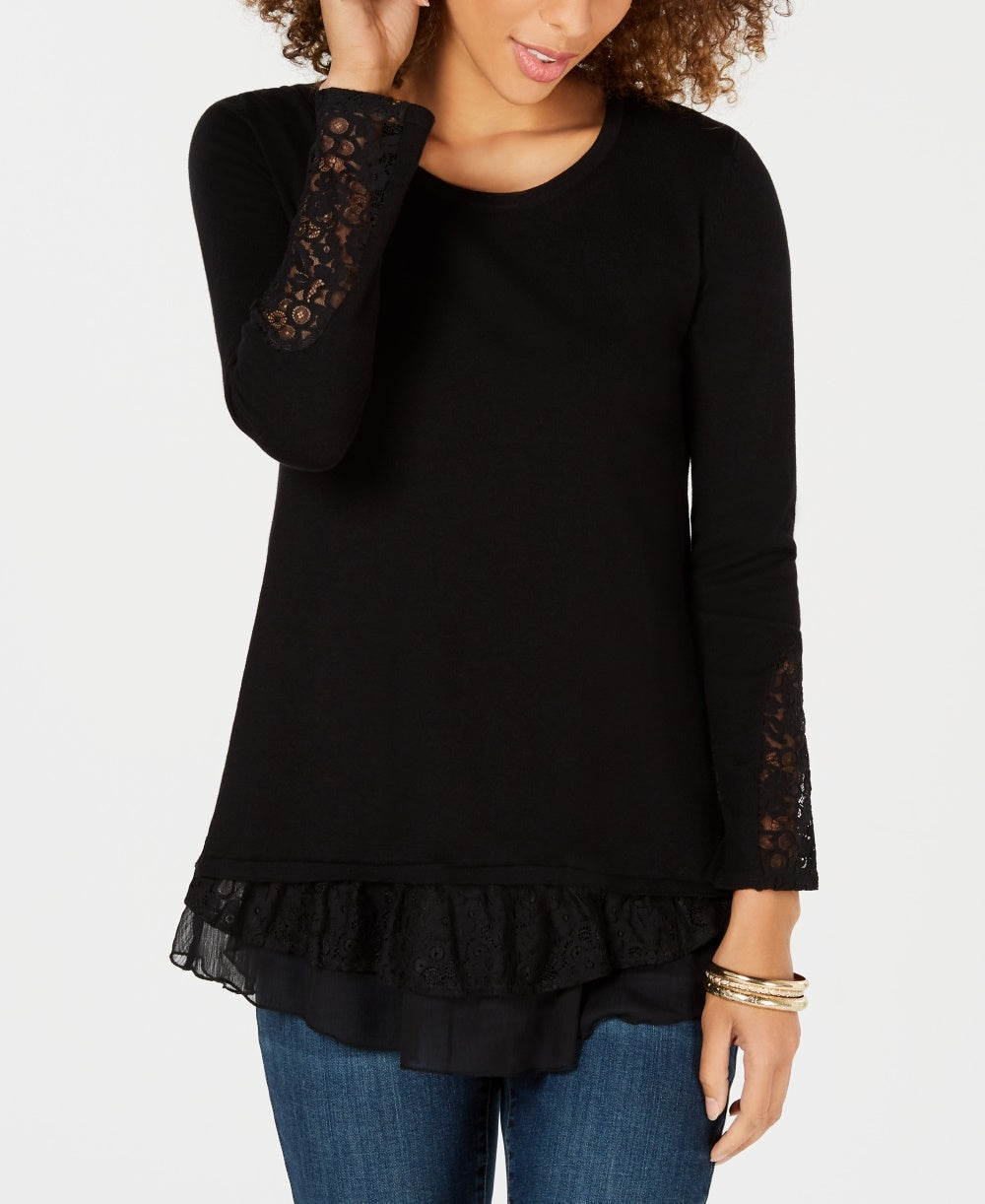 Style & Co Women's Layered-Look Tunic Black Size X-Small