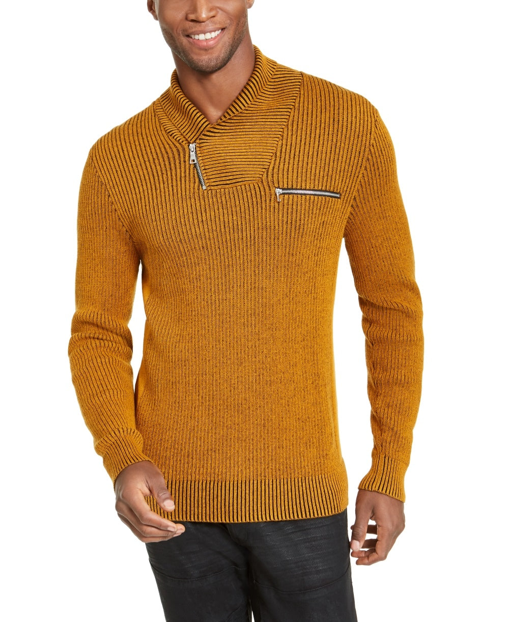 INC International Concepts Men's Gold Heather Long Sleeve Quarter-Zip Pullover Sweater Dark Yellow Size XXX-Large