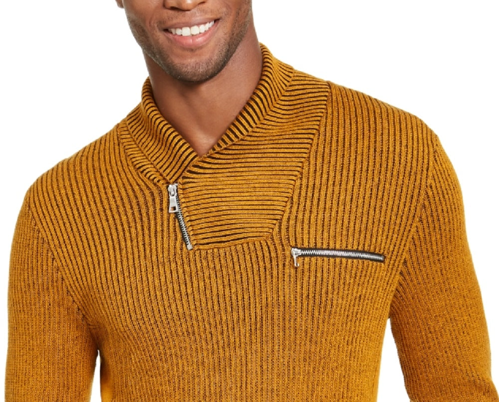 INC International Concepts Men's Gold Heather Long Sleeve Quarter-Zip Pullover Sweater Dark Yellow Size XXX-Large