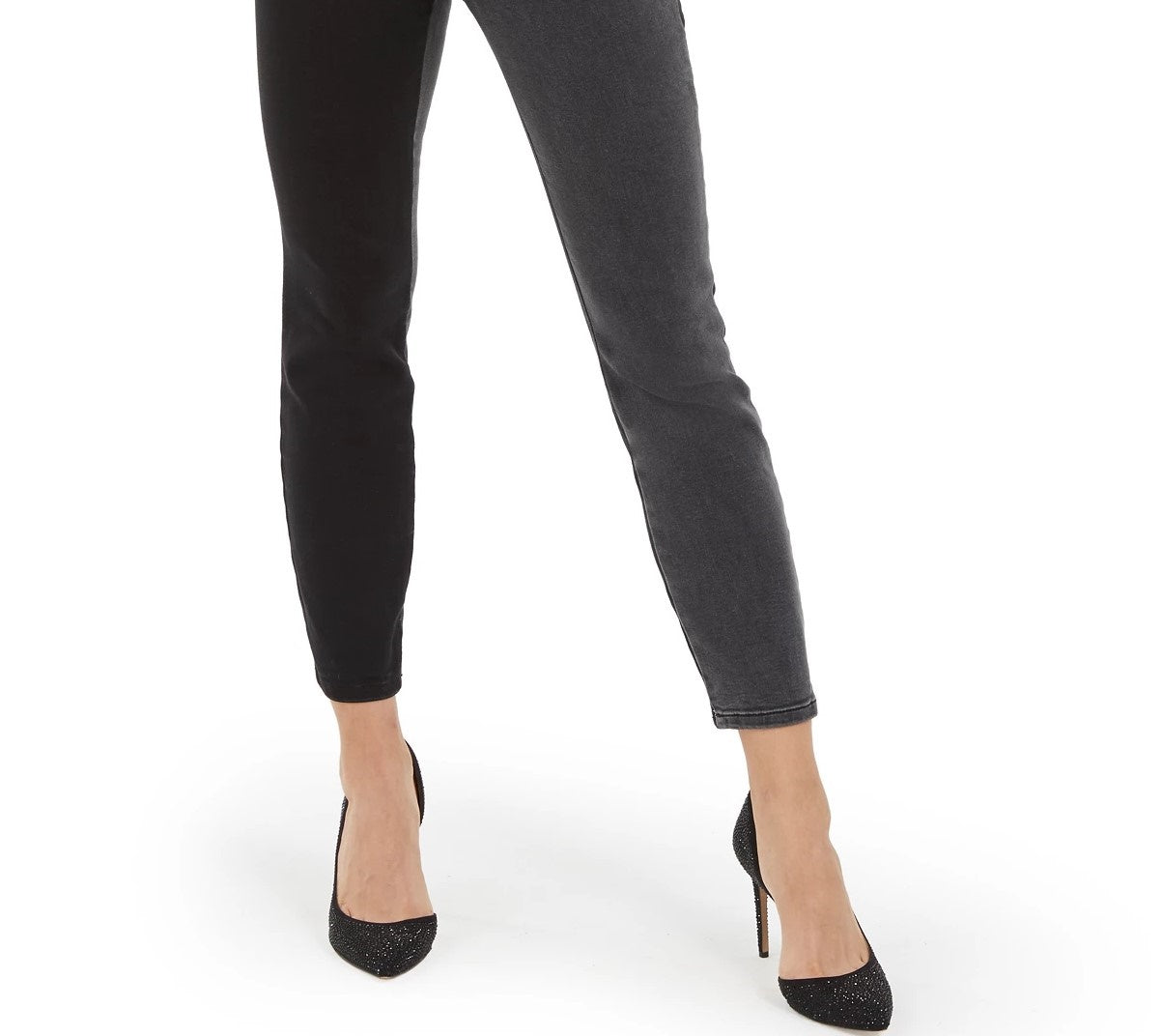 INC International Concepts Women's Two Tone Skinny Jeans Black Size 8
