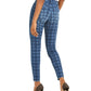 INC International Concepts Women's Plaid Skinny Jeans Blue Size 0