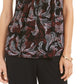 Alfani Women's Printed Smocked Mock-Neck Top Red Size Medium