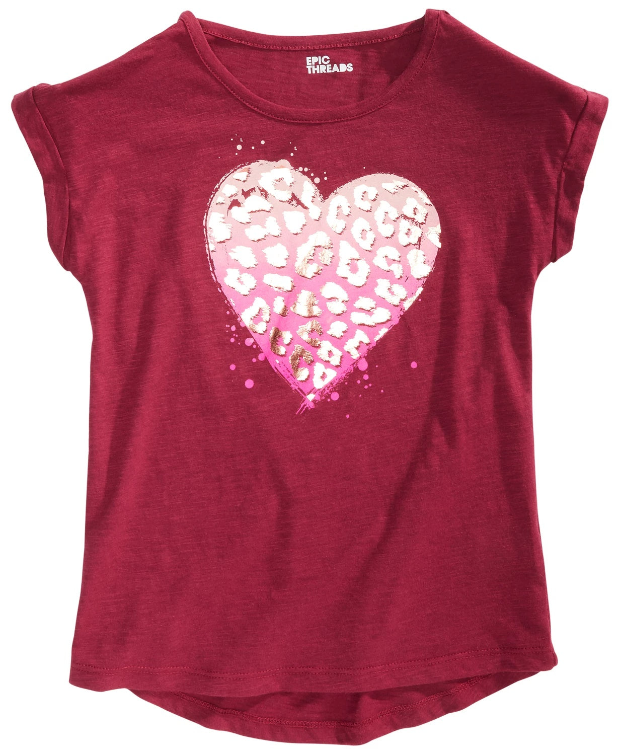 Epic Threads Big Girls Animal Heart T-Shirt Dark Red Size Large