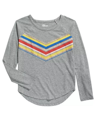 Epic Threads Big Girls Metallic Multicolored Chevron T-Shirt Gray Size Small