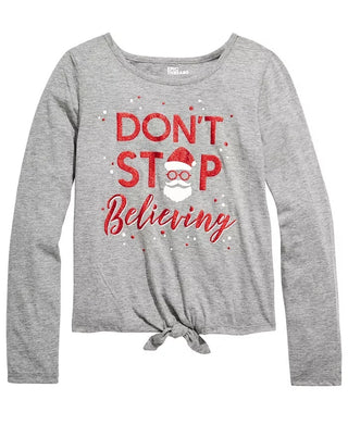 Epic Threads Big Girls Believing-Print T-Shirt Gray Size Large