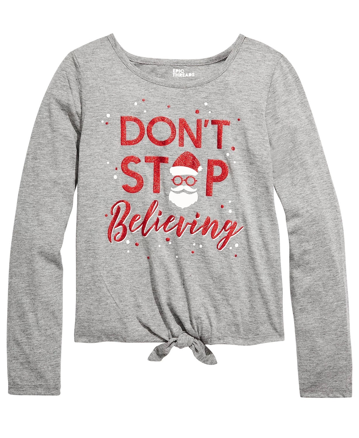 Epic Threads Big Girls Believing-Print T-Shirt Gray Size Small