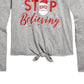 Epic Threads Big Girls Believing-Print T-Shirt Gray Size Small