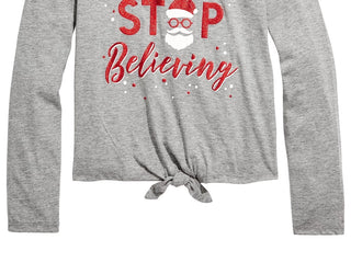 Epic Threads Big Girls Believing-Print T-Shirt Gray Size Small