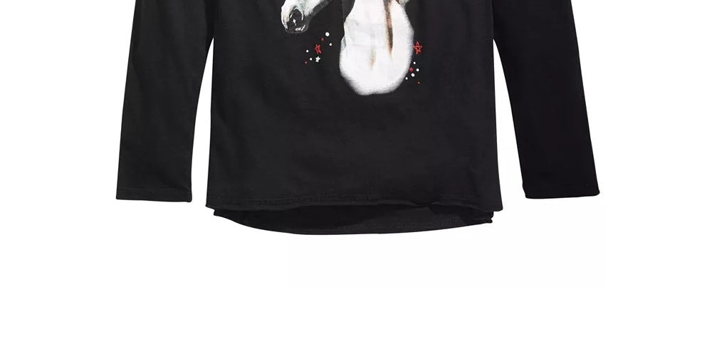 Epic Threads Big Girls Glitter Unicorn T-Shirt Black Size Large