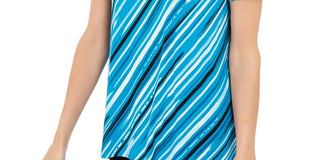 Alfani Women's Striped Asymmetrical Top Navy Size Small