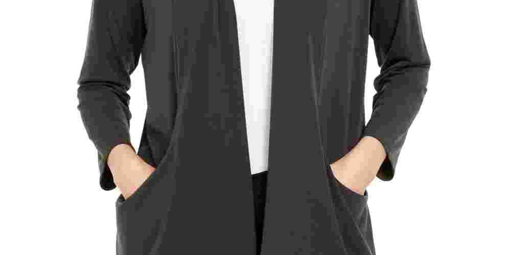 Alfani Women's Open-Front Cardigan Gray Size Medium