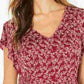Style & Co Women's Smocked Side Flutter Sleeve Top Red Size XX-Large