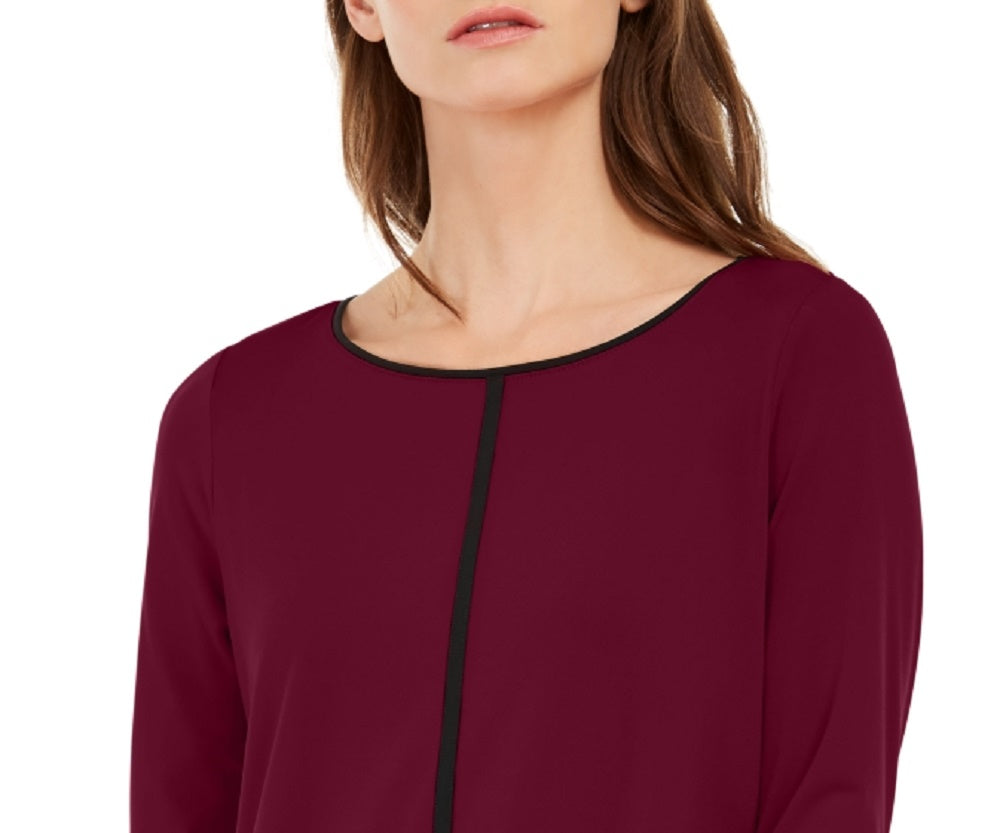 Alfani Women's Piped Tunic Wine Size Petite Medium