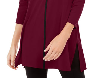 Alfani Women's Piped Tunic Wine Size Petite Medium