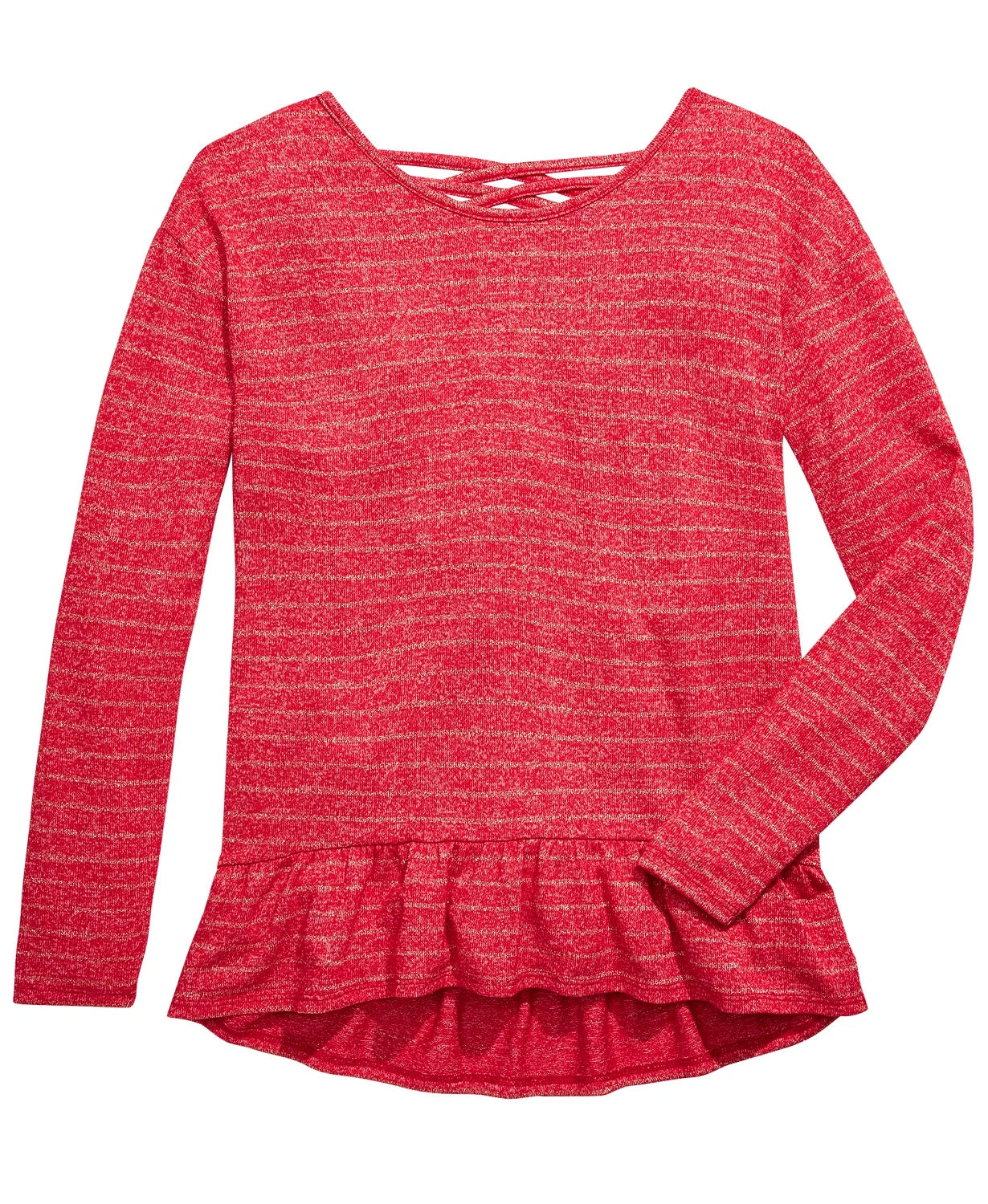 Epic Threads Big Girls Striped Marled Cross-Back Top Red Size Large