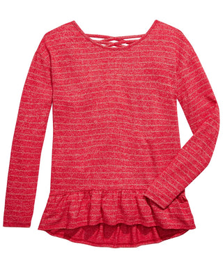 Epic Threads Big Girls Striped Marled Cross-Back Top Red Size Large