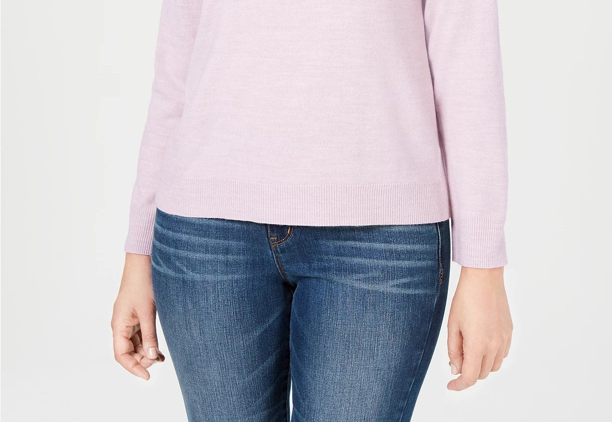 Karen Scott Women's Zip Back Mock Neck Sweater Beige Size Large