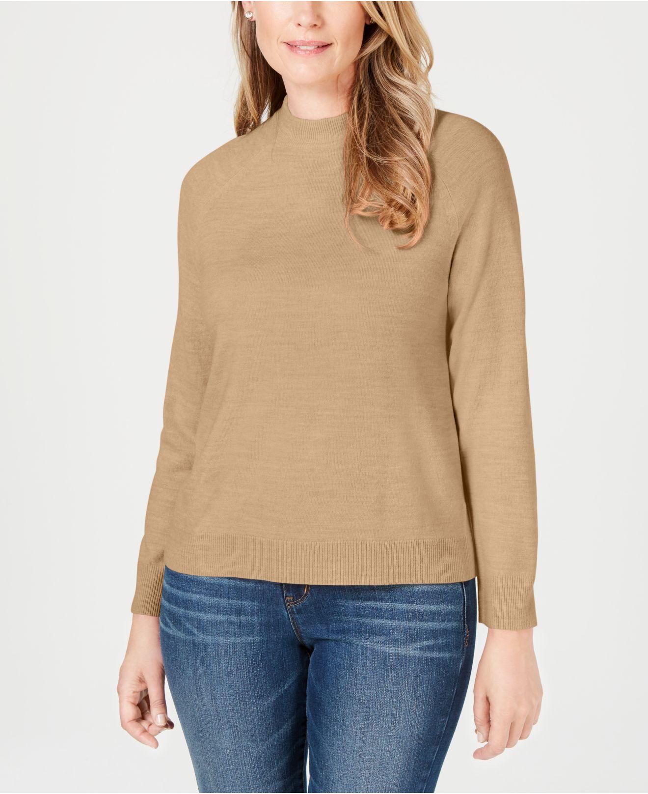 Karen Scott Women's Zip-Back Mock-Neck Sweater Dark Beige Size Extra Large