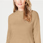 Karen Scott Women's Zip-Back Mock-Neck Sweater Dark Beige Size Extra Large
