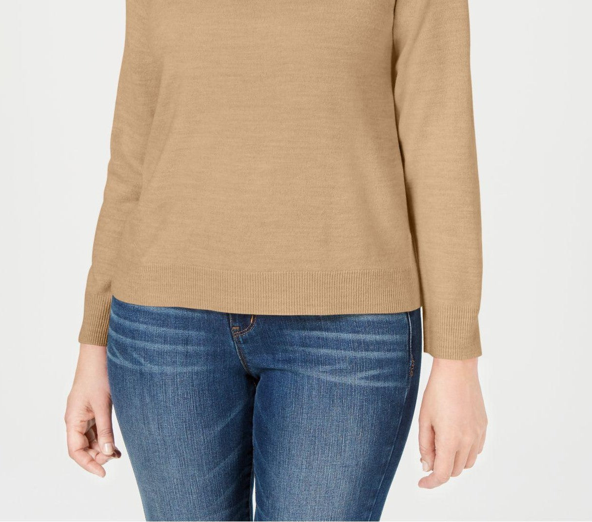 Karen Scott Women's Zip-Back Mock-Neck Sweater Dark Beige Size Extra Large