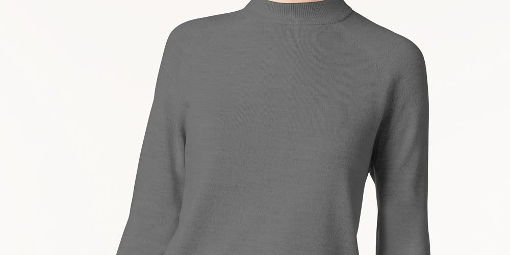 Karen Scott Women's Zip-Back Mock-Neck Sweater Gray Size 2 Extra Large