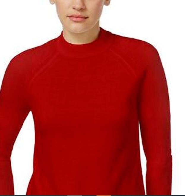 Karen Scott Women's Zip-Back Mock-Neck Sweater Red Size Large