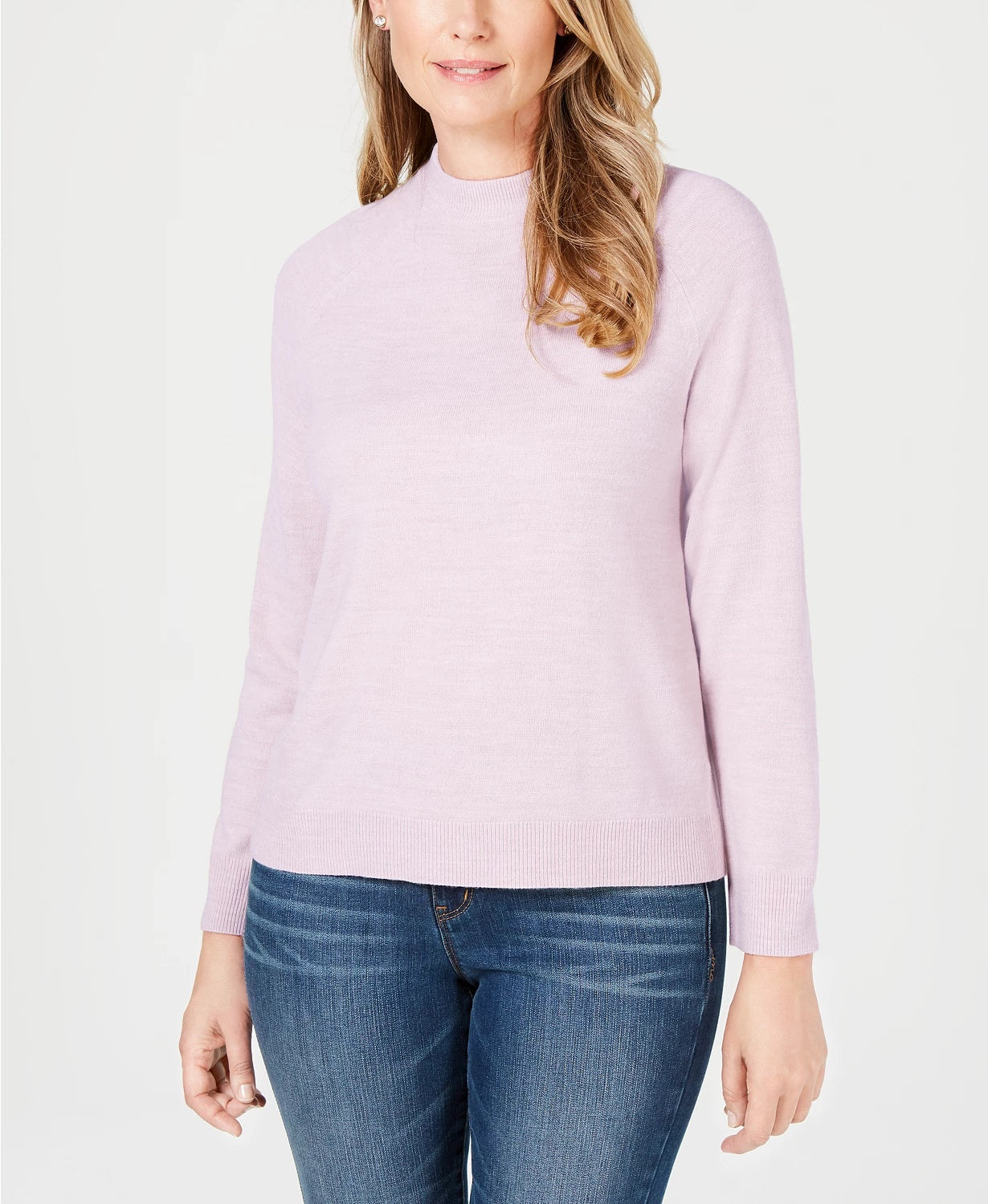 Karen Scott Women's Zip Back Mock Neck Sweater White Size Medium