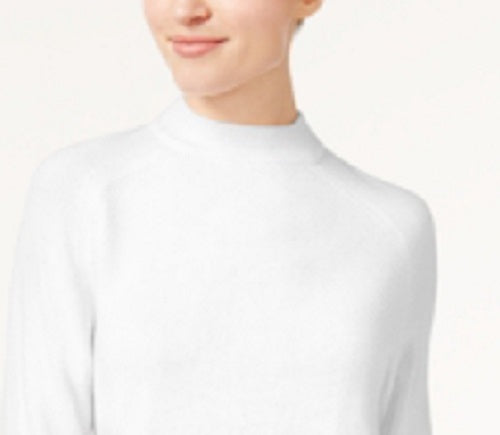 Karen Scott Women's Zip-Back Mock-Neck Sweater White Size X-Large
