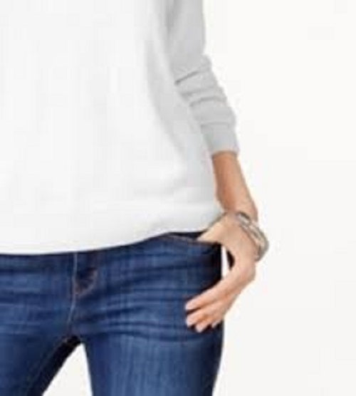 Karen Scott Women's Zip-Back Mock-Neck Sweater White Size X-Large