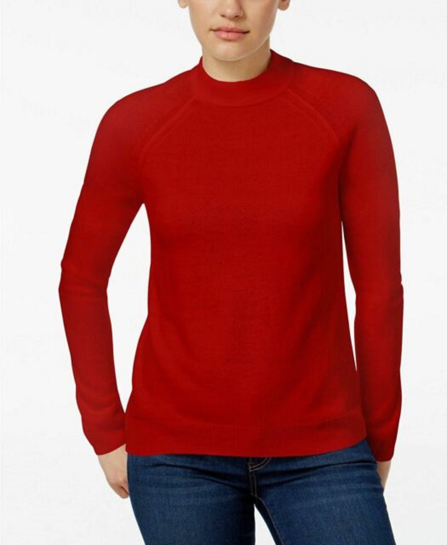 Karen Scott Women's Petite Mock-Neck Sweater Red Size Medium